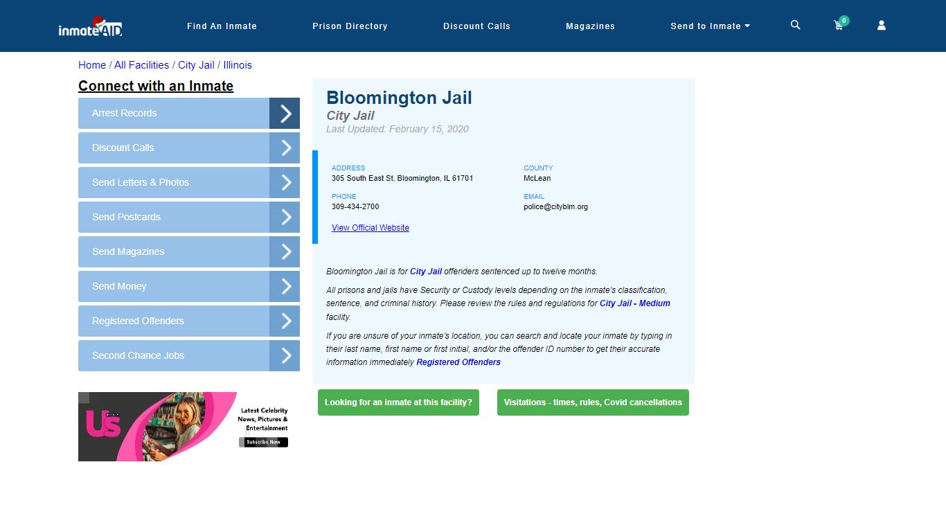 Bloomington Jail | Inmate Locator